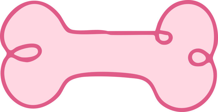 Stylized pink dog bone design element for graphic projects or illustration tasks