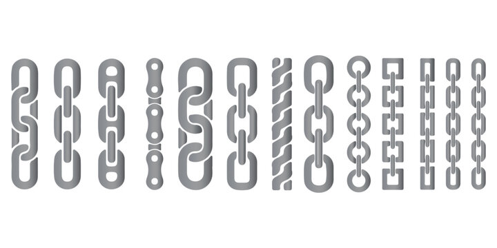 Chain brush set. Metal chain vector.