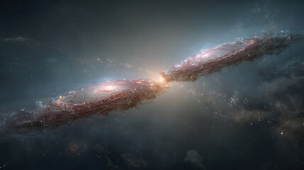 Galaxies colliding in cosmic void: deep space merger observed