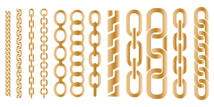 Chain pattern brush set. Vector illustration