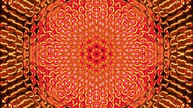 colorful glowing neon light kaleidoscope loop background
