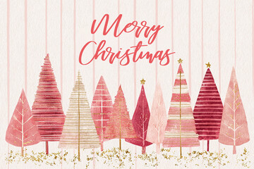 Pretty retro pink Christmas watercolour illustration, banner styled images for headings, websites, social media, cards, invitations, celebration 