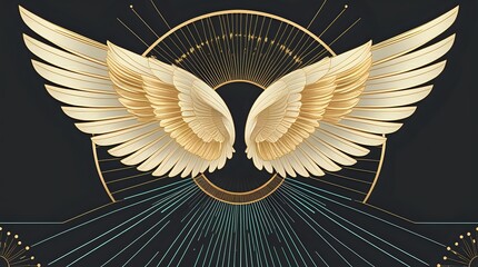 Art Deco Wings Luxury Golden Angel Vector