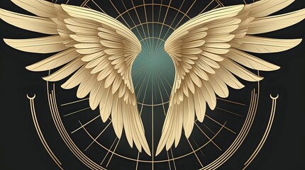Art Deco Wings Luxury Golden Angel Vector