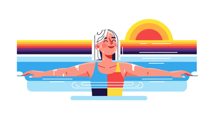 Woman Bathed In Sunlight Reaching Out In Joyful Embrace With Vivid Colors Aesthetic