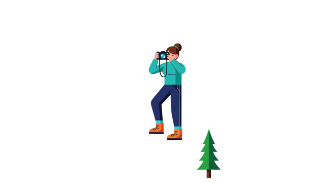 Woman Capturing Moments In Nature With A Camera Amidst Lush Green Foliage