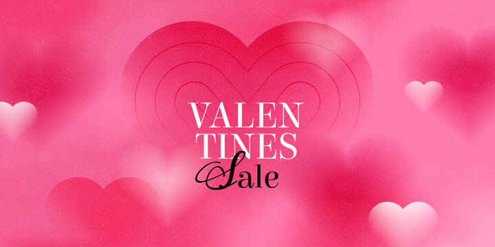 set valentine day gradient web banner in minimal style. abstract modern design with blur heart shape. collection love soft grainy template, vector pink background