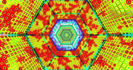 Vibrant tunnel video loop with colorful patterns and dynamic shapes for screensaver enjoyment