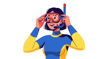 Woman Prepares For Underwater Adventure And Recreational Scuba Diving Activities