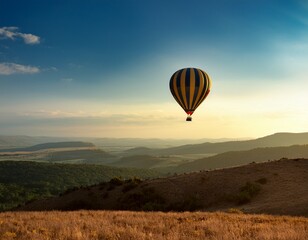 Obraz premium a hot air balloon soaring above a vast landscape symbolizing freedom and limitless potential in the sky