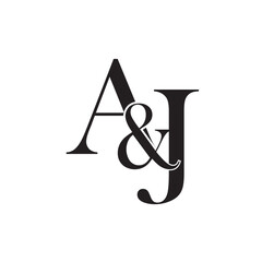 Elegant AJ Monogram Logo with Ampersand, Wedding