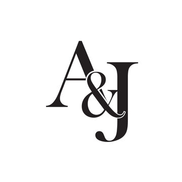 Elegant AJ Monogram Logo with Ampersand, Wedding