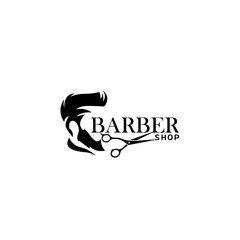 Barber Shop Logo - Silhouetted Man with Scissors