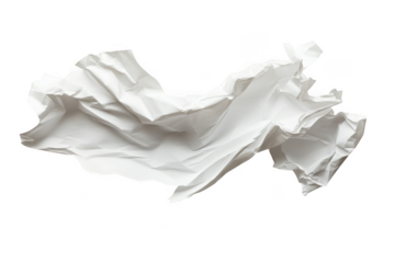 Wrinkled white tissue paper texture detail close-up crumpled napkin paper towel background element design resource isolated on transparent background