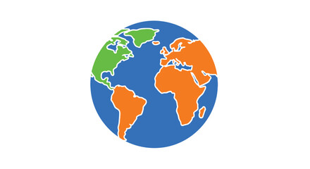Colorful illustration of earth featuring green orange and blue continents