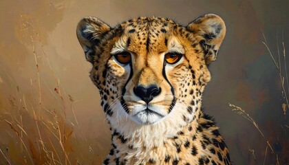 Focused Cheetah Portrait in Natural Setting.
