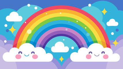 Rainbow with smiling clouds