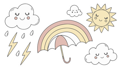 Weather elements hand drawn doodle