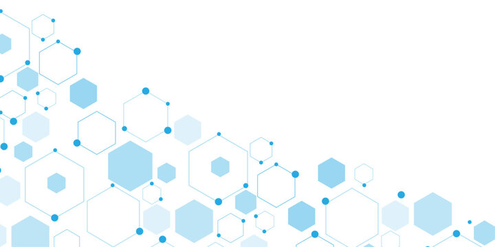 Abstract white background with blue hexagons seamless pattern and geometric in vector design. Futuristic blue neon honeycombs. Modern technology design .Minimal style website banner, decoration .