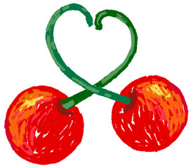 Charming cherry hearts cute kawaii hand drawn elements