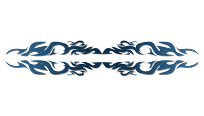 Symmetrical tribal flame tattoo design element isolated on white.