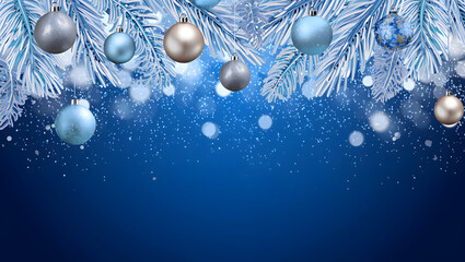 Festive Christmas Ornaments: Capturing the festive spirit of the holiday season, this image features an array of shimmering ornaments adorning frosted evergreen branches.