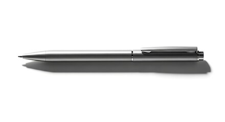 Elegant Silver Pen on White Background for Writing.