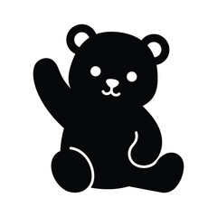 Fototapeta premium Cute cartoon vector drawing of a brown teddy bear sitting with a bow, perfect baby illustration for fun childhood design