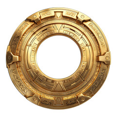 Fototapeta premium Golden Ancient Portal Ring with Intricate Engravings and Design.