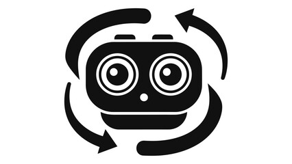 360 degree panoramic camera icon with rotation arrows for security and surveillance Vector