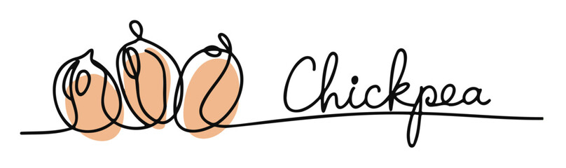 Chickpea line art illustration simple vector drawing for food and health concepts isolated on white