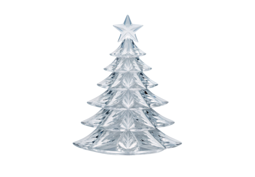 Crystal Christmas tree with star topper and layered geometric branches, isolated on a transparent background - Powered by Adobe