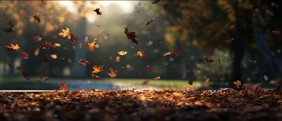 Autumn background with autumn leaves falling down, simple natural design for seasonal themes and decorations.