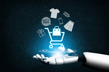 AI analyzing consumer shopping behavior to optimize digital promotions, personalize e-commerce...