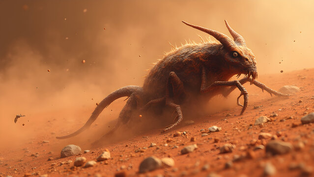 Frozen Mars dust devil. Exaggerated colors on Mars. Ultra realistic Mars images. Stunning dust devil phenomena.