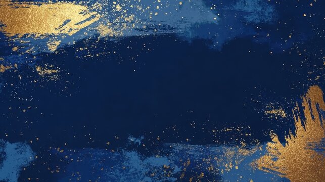 Blue background with golden decoration on the left and right sides, elegant design for banners and web graphics.