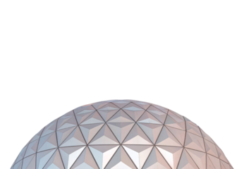 Pastel colored geodesic dome with triangular geometric pattern, isolated on a transparent background