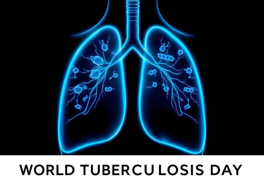Medical illustration of human lungs with disease, highlighting the concept of tuberculosis.