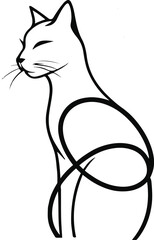Minimalistic profile of a cat, where the tail forms an infinity loop representing calm and balance 2