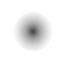 Black halftone dotted circle for comic textures, retro pop art designs, graphic overlays, and...