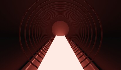Circular tunnel, neon color, 3D illustration