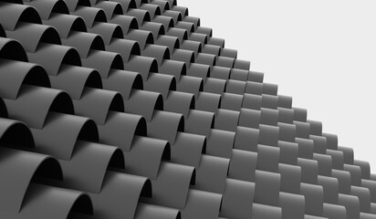 Modern abstract circle grid background, black, 3D illustration