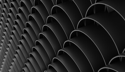 Modern abstract circle grid background, black, 3D illustration