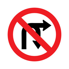 No right turn or U turn icon vector design Prohibitory roads sign symbols
