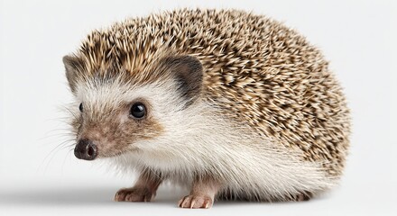 Obraz premium Cute wild hedgehog on white background close up forest mammal portrait ideal for nature and wildlife stock
