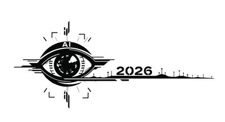 Ai vision 2026: new year's futuristic eye illustration silhouette © John