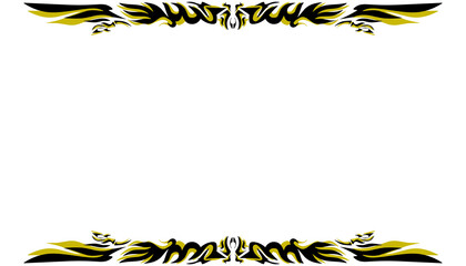 Elegant black and gold ornate decorative frame on a white background.