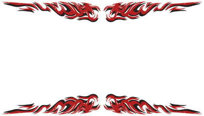 Abstract red and black tribal flame border graphic element.