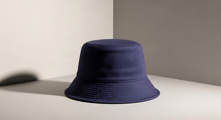 Stylish Blue Bucket Hat on a Clean White Surface.