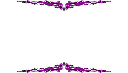 Symmetrical purple and magenta tribal flame decorative border.